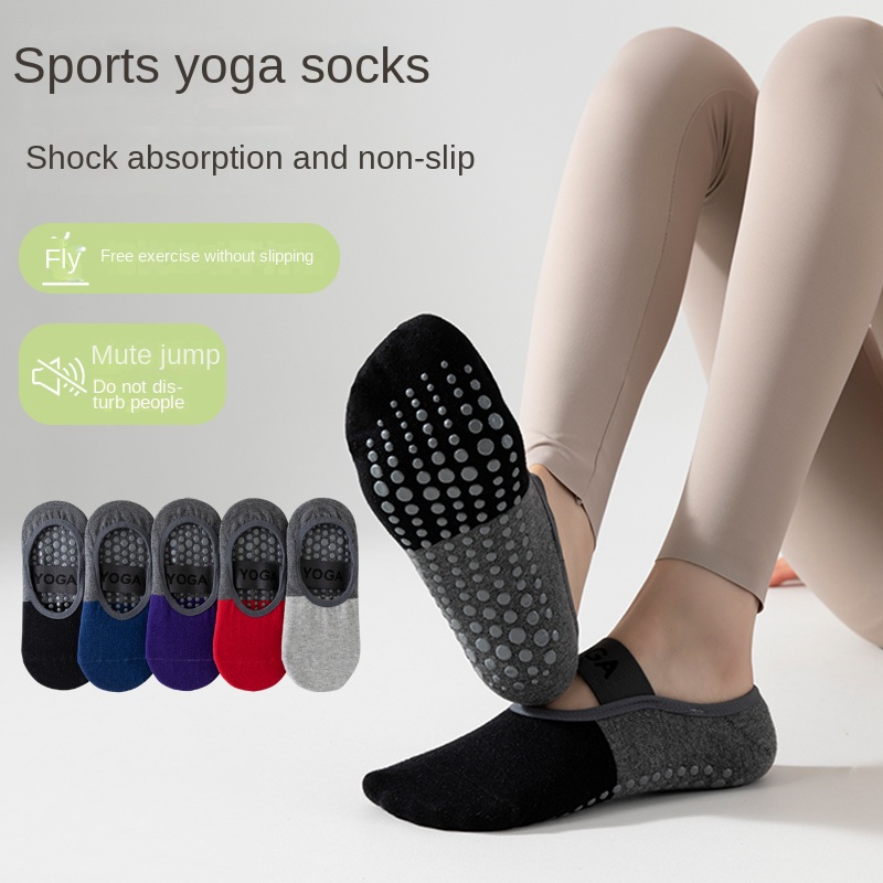 Yoga Fitness Dance - ถุงเท้าโยคะมืออาชีพข้ามพรมแดน 5 คู่, ถุงเท้าฝ้ายแบบมีสายรัดซิลิโคนกันลื่นสำหรับพิลาทิส ฟิตเนส และเต้นรำ
