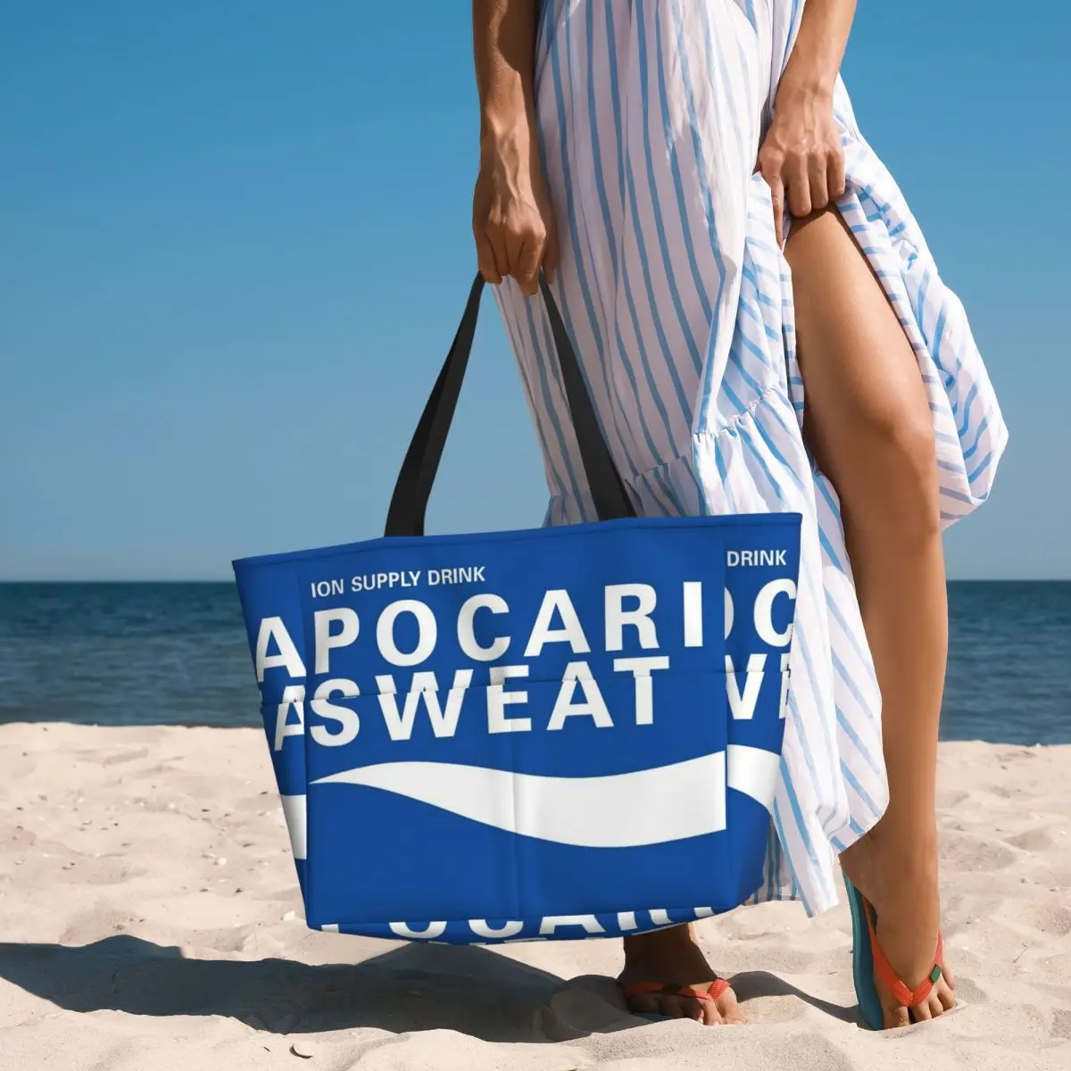 Yoga Fitness Merch - กระเป๋าชายหาด Pocari Sweat Merch กระเป๋าถือขนาดใหญ่สำหรับกีฬา ยิม
