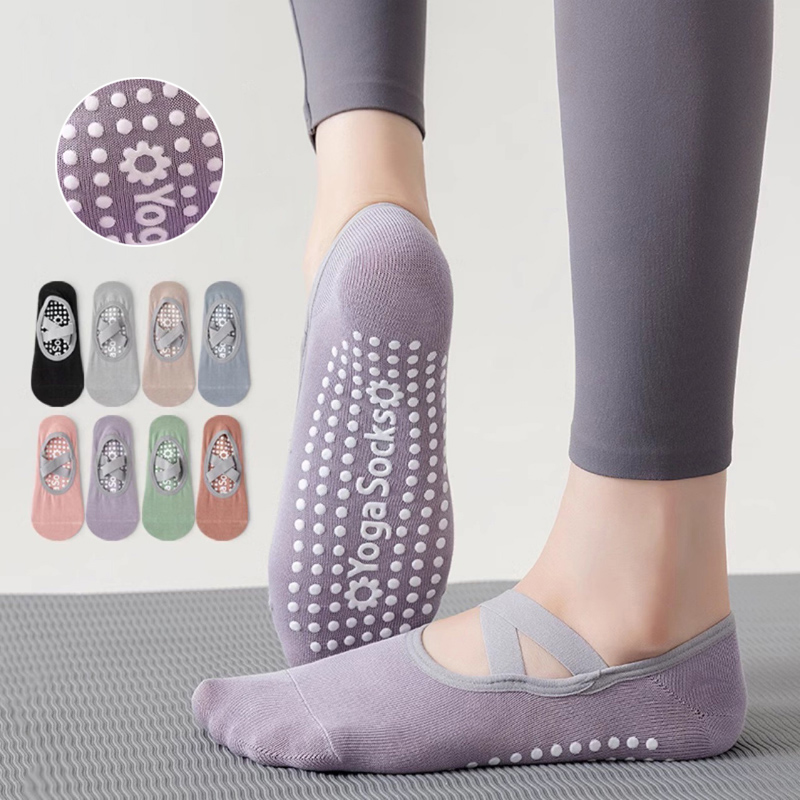 Yoga Fitness Dance - Breathable ผ้าเช็ดตัวด้านล่างถุงเท้าโยคะผู้หญิงซิลิโคนลื่นผ้าพันคอพิลาทิสถุงเท้าสุภาพสตรีบัลเล่ต์เต้นรําฟิตเนสออกกําลังกายถุงเท้าผ้าฝ้าย