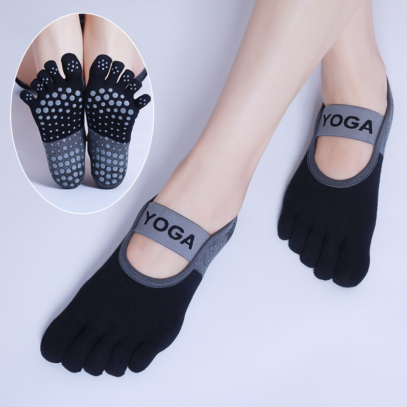 Yoga Fitness Dance - ผู้หญิง Breathable ถุงเท้าพิลาทิส FIVE Toe ซิลิโคนลื่นถุงเท้าโยคะผ้าพันคอบัลเล่ต์เต้นรําสุภาพสตรีฟิตเนสกีฬาถุงเท้าผ้าฝ้าย