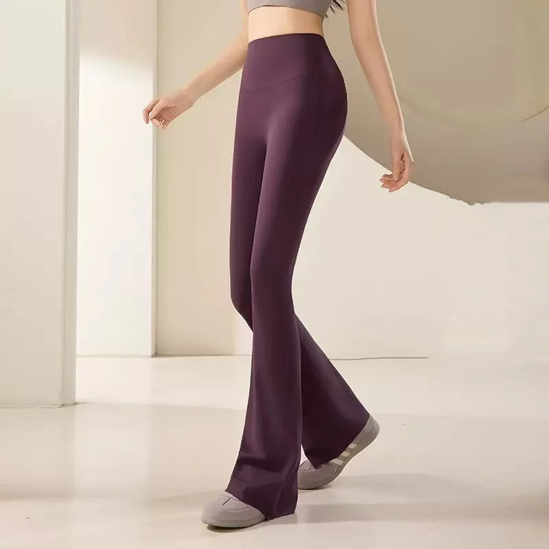 Yoga Fitness Gym - กางเกงโยคะฟิตเนสผ้ายืดหยุ่นทรงเอวสูง ขาบานยาว กางเกงออกกำลังกายแฟชั่นฤดูใบไม้ร่วง ใส่ได้หลากหลาย ช่วยกระชับสัดส่วน