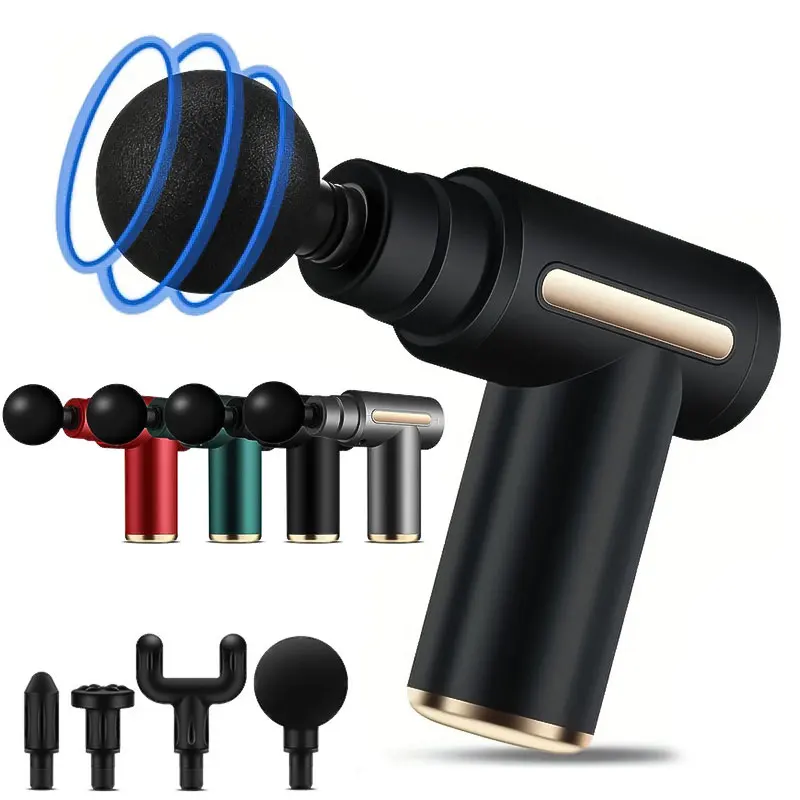 Vibration Massage Gun - 2024 แบบพกพา fascia ปืนกลับคอขาไฟฟ้าความถี่เครื่องนวดกระแทก USB ชาร์จมือถือ