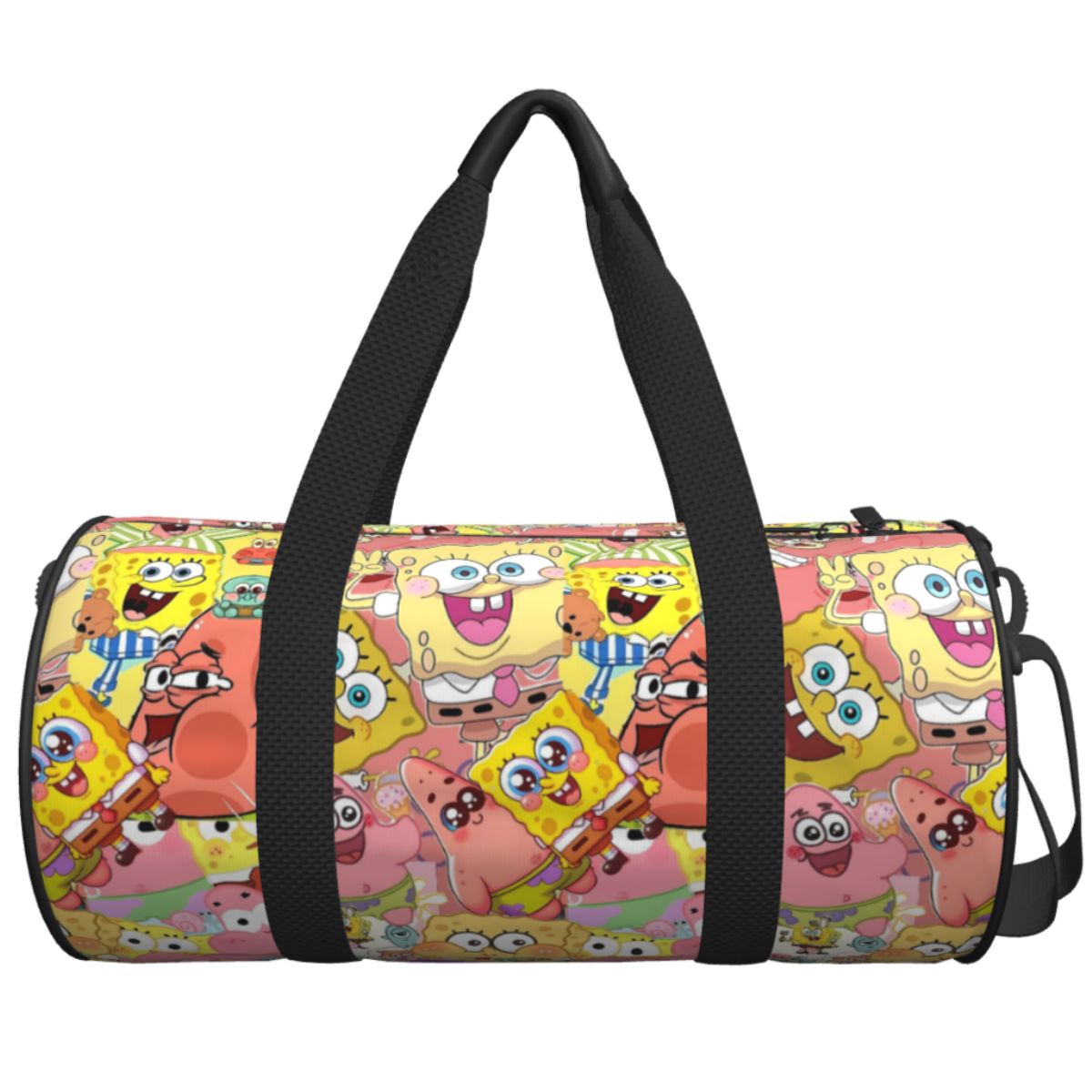 Yoga Fitness Group - กระเป๋าเดินทาง S-SpongeBobed สีชมพู น่ารัก ลายคอลลาจ กระเป๋าออกกำลังกาย