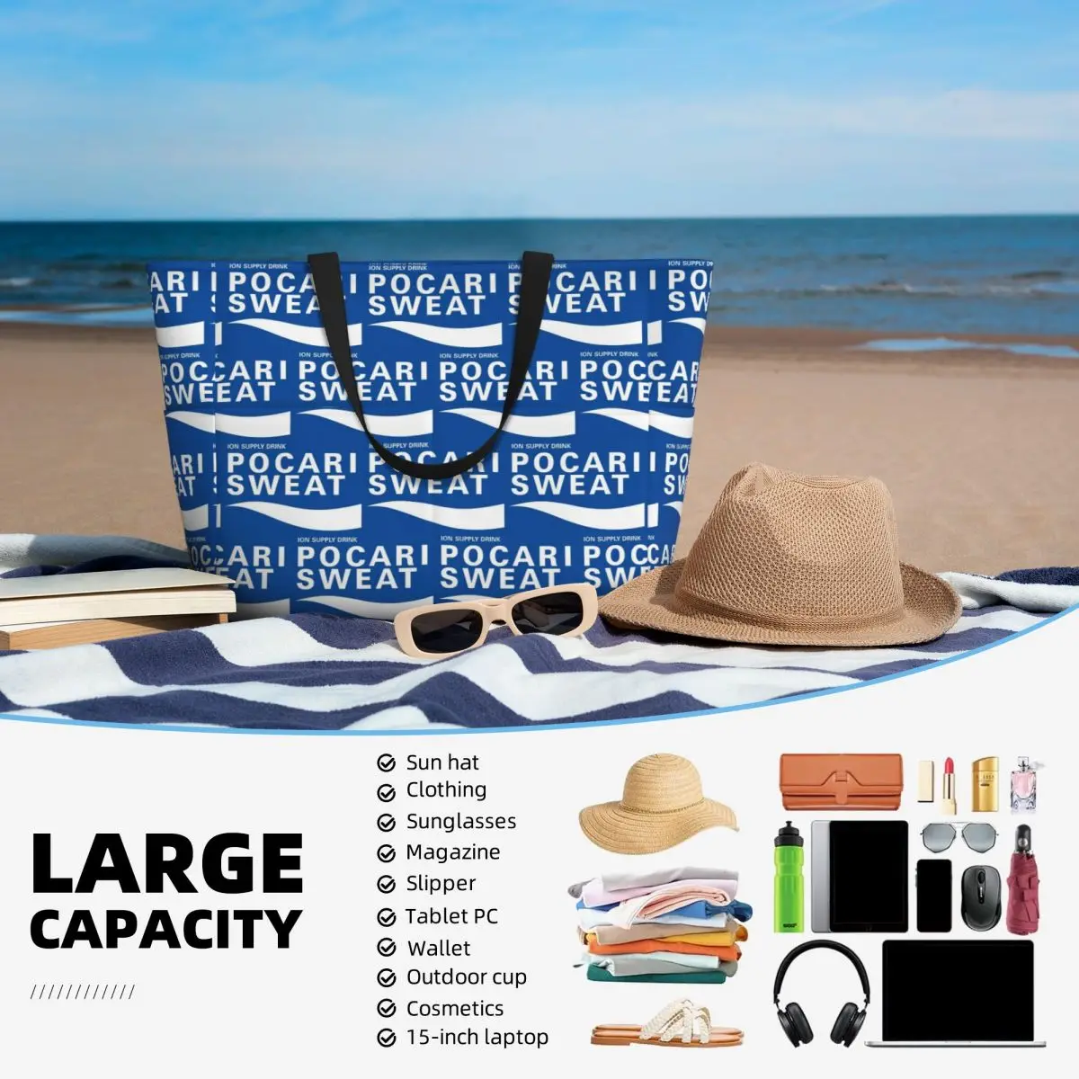 กระเป๋าโท้ทชายหาด Pocari Sweat - Yoga Fitness Merch บทวิจารณ์และราคา
