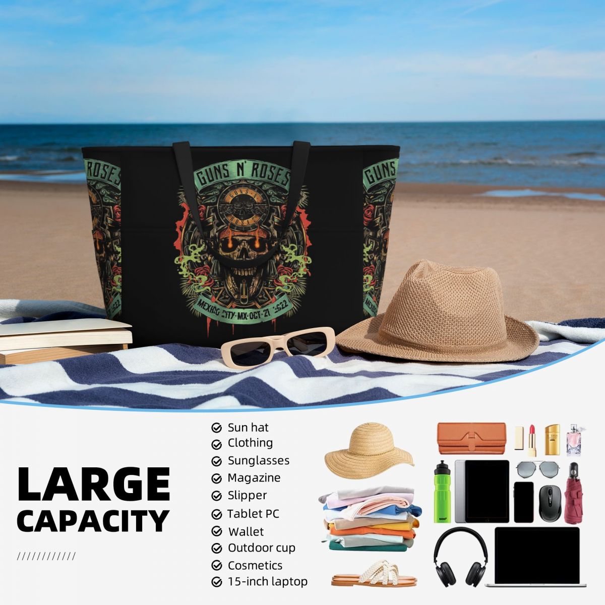 กระเป๋าโท้ทลายกันส์ แอนด์ โรสส - Yoga Fitness Merch บทวิจารณ์และราคา