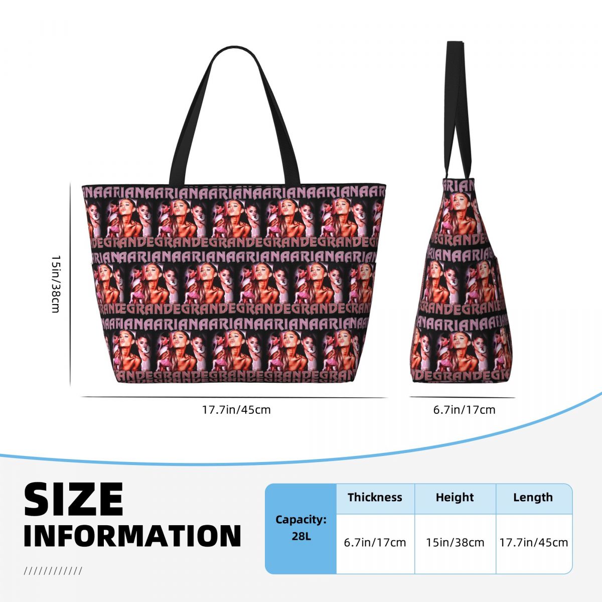 กระเป๋าโท้ทลาย Ariana Grande S - Yoga Fitness Merch บทวิจารณ์และราคา